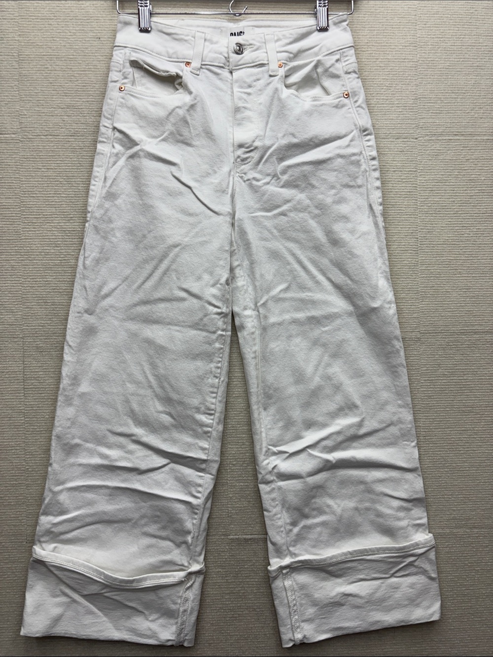 Paige | 26 White Wide-Leg cuffed jeans